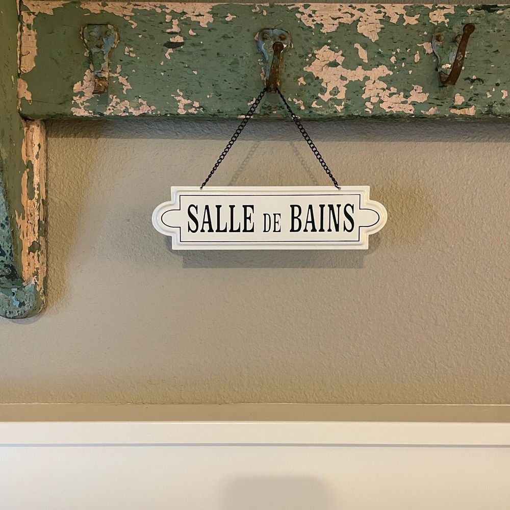 Pottery Barn Metal French Bathroom Sign